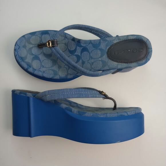 Coach Shoes - COACH Franki Flip-Flop Thong Slip-On Sandals, Chunky Platform Blue, Size 11B